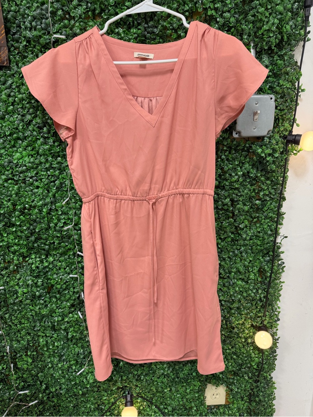 Goodthreads Dusty Rose V-Neck Drawstring Midi Dress
